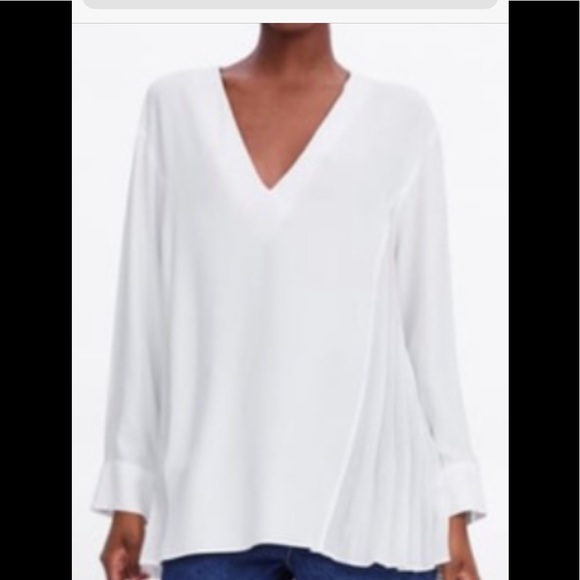 Zara Tops - ZARA White blouse with pleated sheer panels